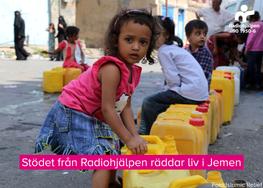 Flicka hämtar vatten i Jemen. 
