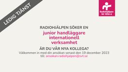 Jobba hos Radiohjälpen!